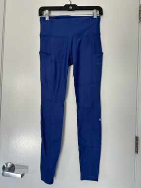 Lululemon Blue Fast & Free Pant 27" High-Rise Tight Fleece Lined Nulux Sz 6 EUC